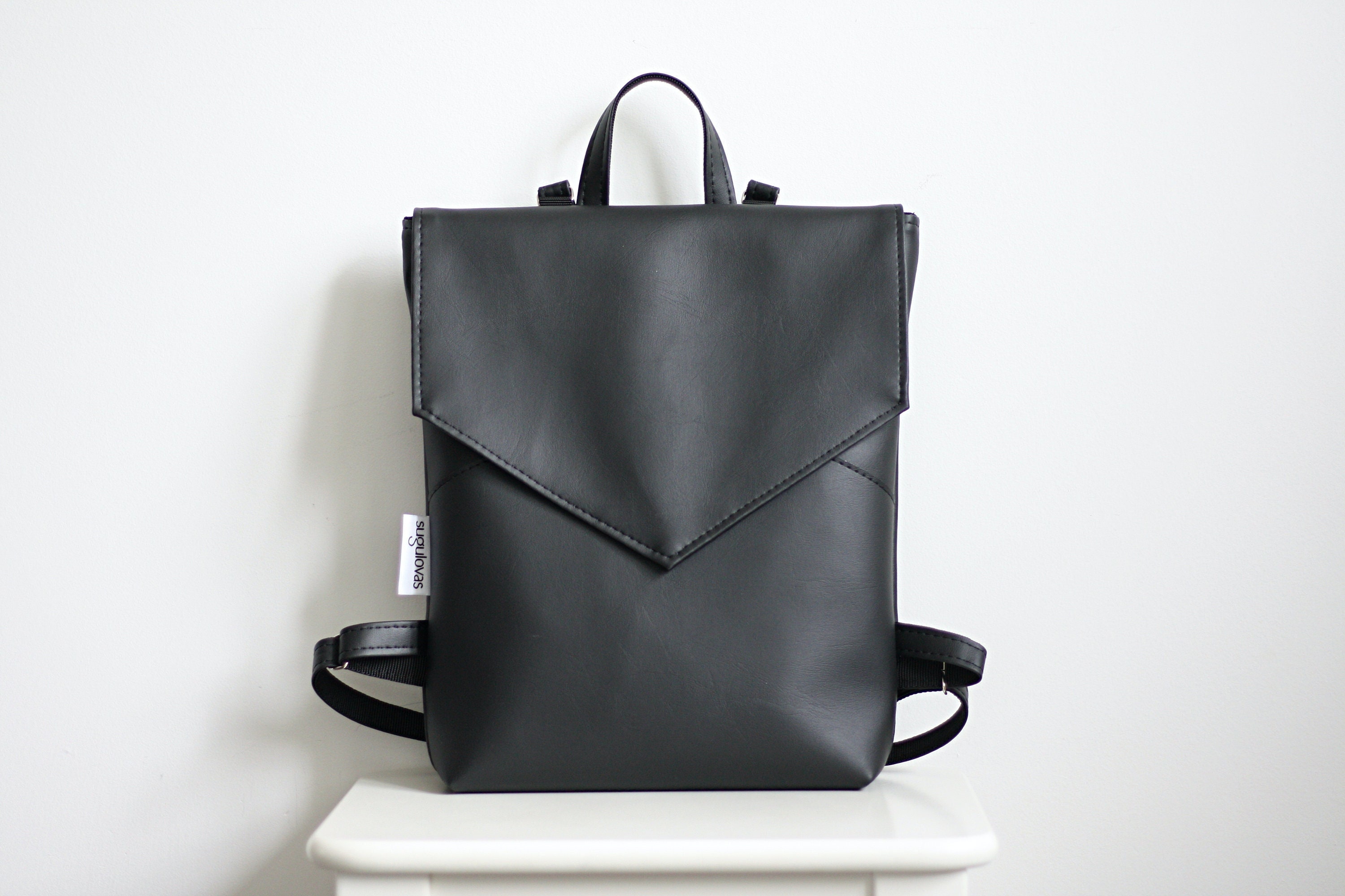 Minimalist Everyday Backpack, Black Laptop Backpack, Scandinavian Style ...