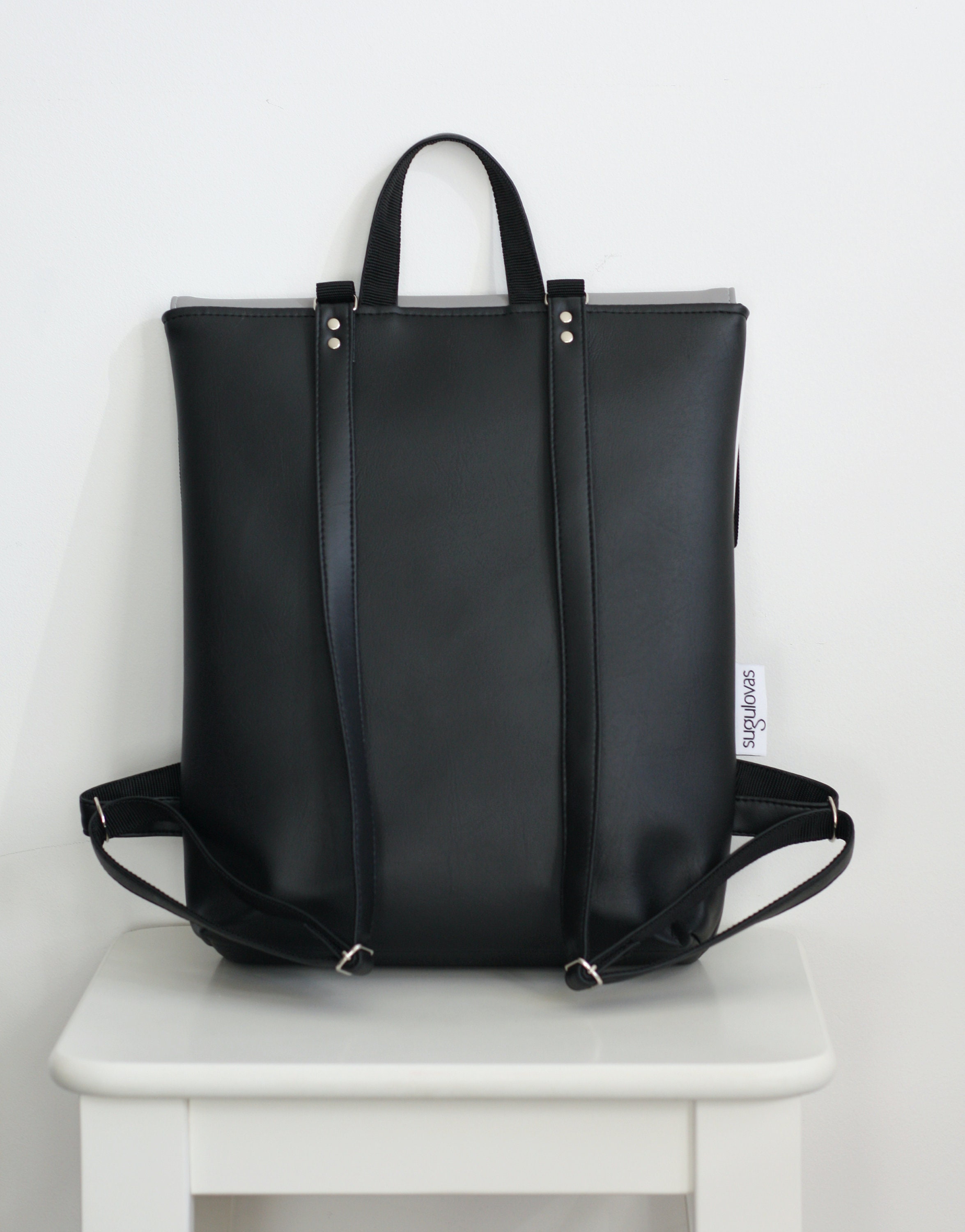 Minimal Envelope Backpack Black and Grey Rucksack Everyday Etsy