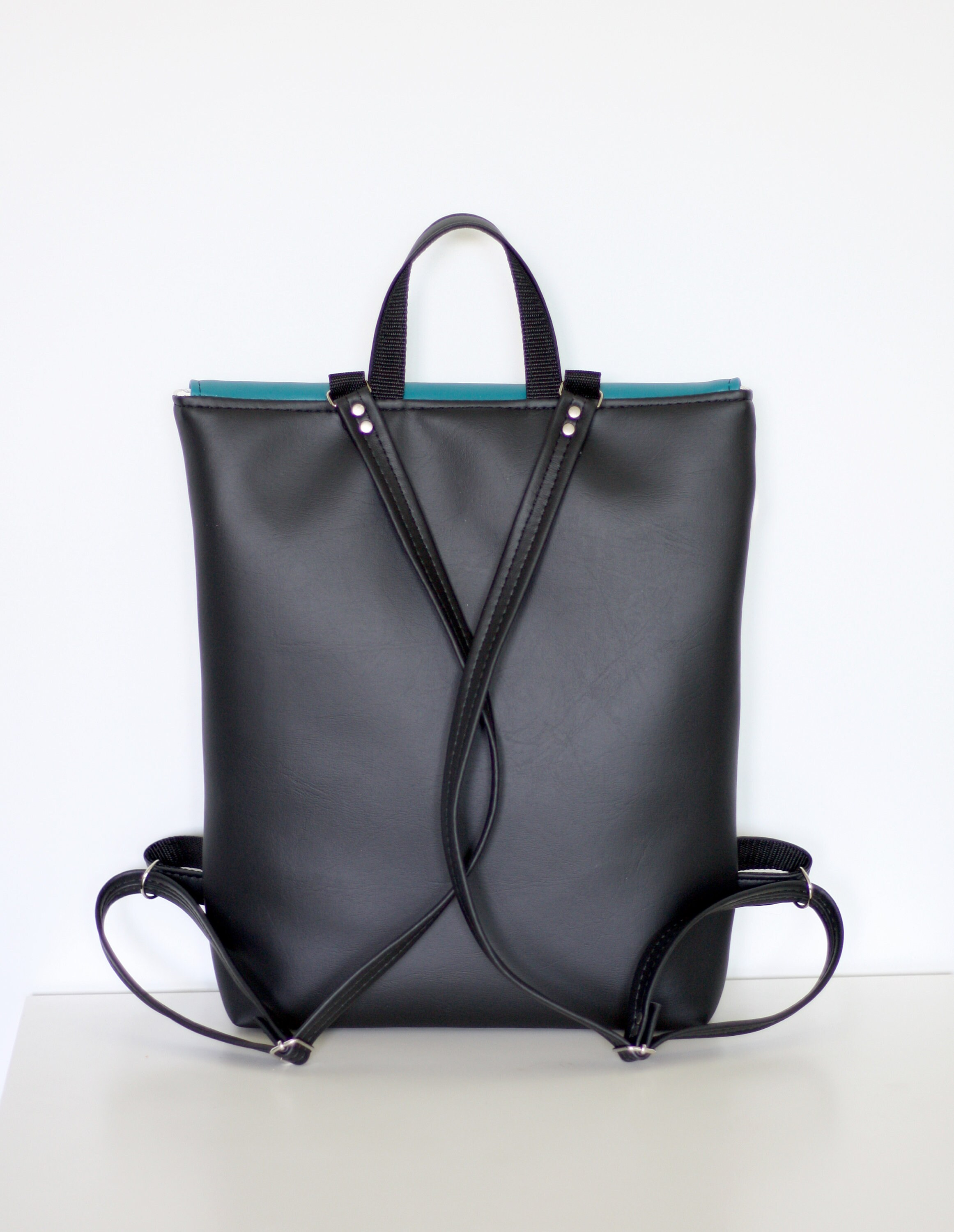 Minimal envelope backpack Everyday rucksack Faux leather Etsy
