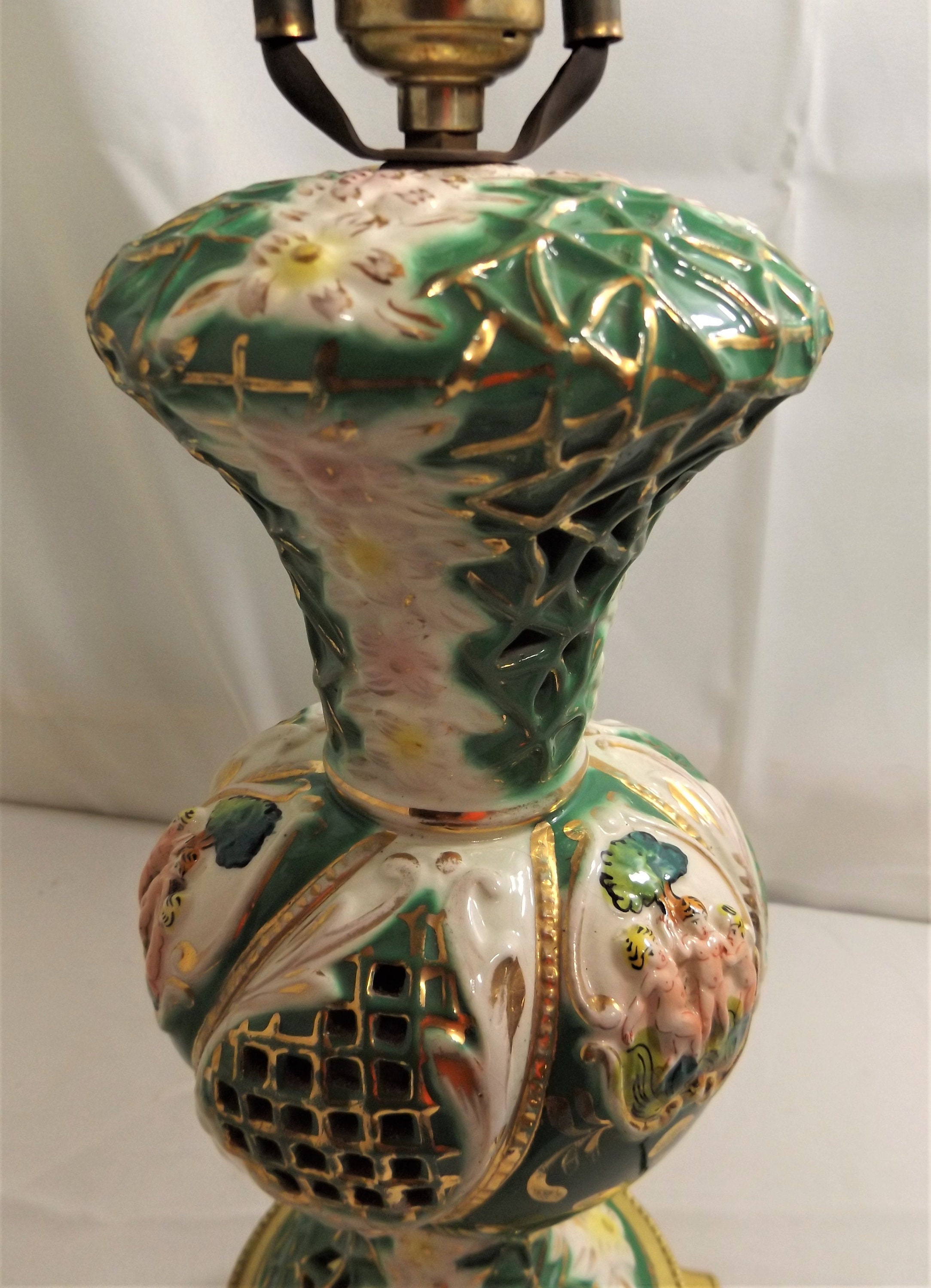 Vintage MidCentury Italian Porcelain Capodimonte Table Lamp Etsy