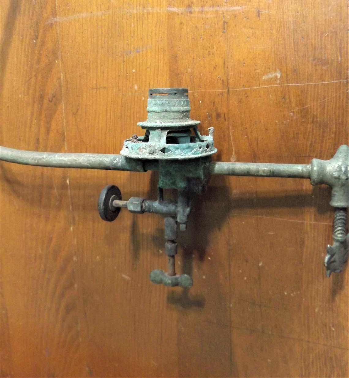 Antique Nickel Hanging Gas Lamp Parts Font & Burner Etsy