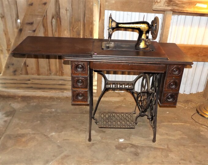 Vintage Singer Treadle Sewing Machine Model 27 in Incredibly Etsy