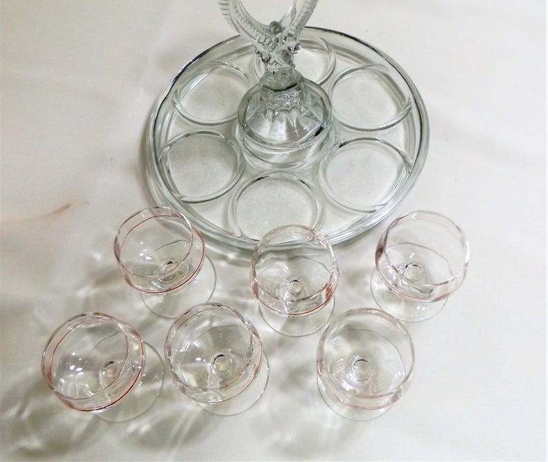 Set of 6 Vintage Crystal Glass Stemmed Cordial Shot Glasses Etsy