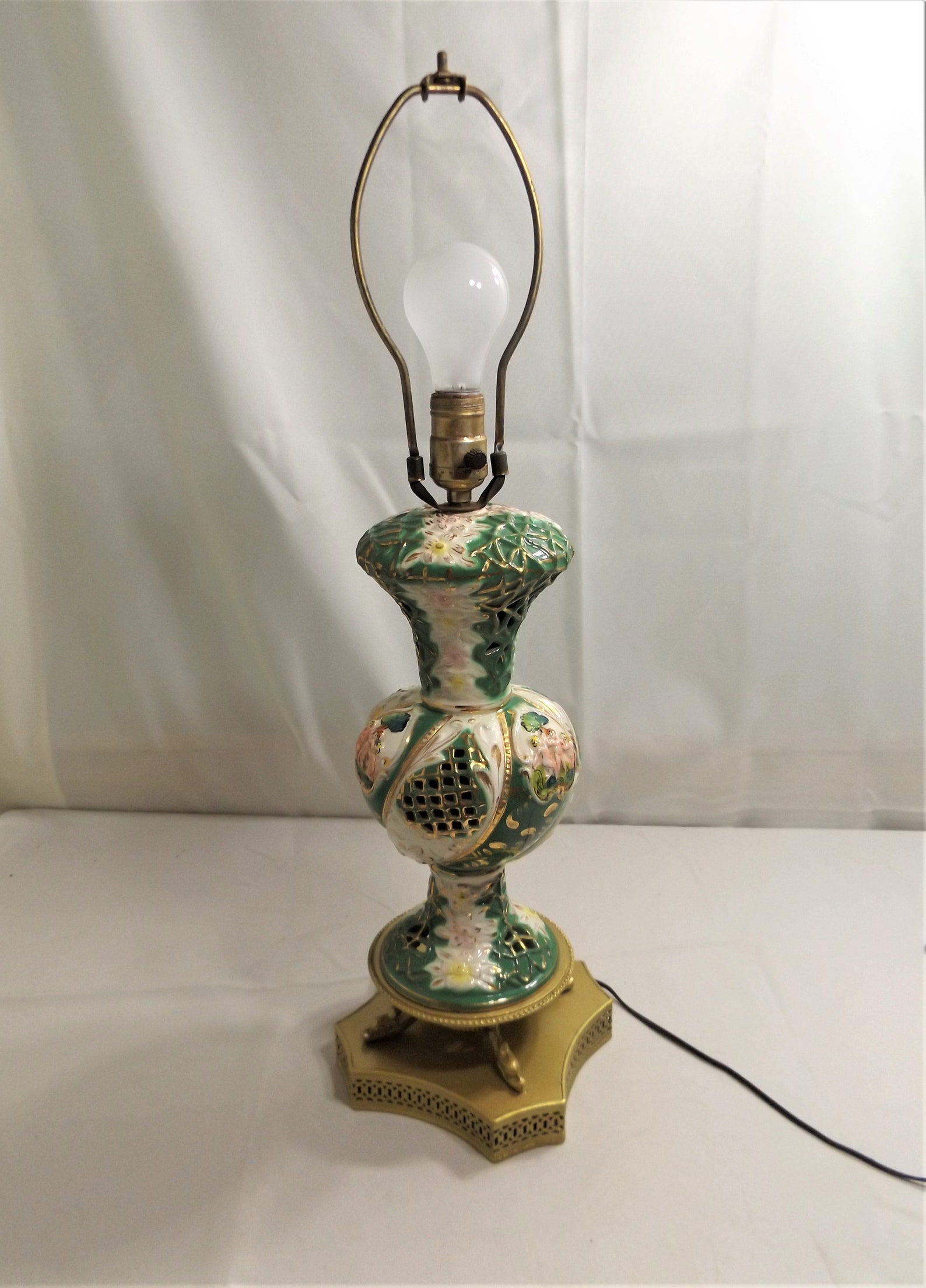 Vintage MidCentury Italian Porcelain Capodimonte Table Lamp Etsy