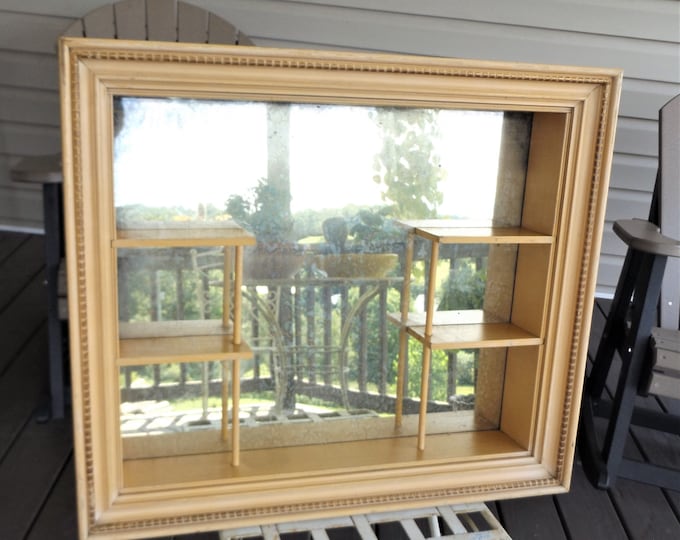 Vintage Mirrored Wood Wall Shelf With Marbled Mirror Glass - Etsy