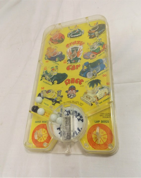 Vintage Crazy Car Race Toy Pinball Game Punny Pinball Sand Etsy