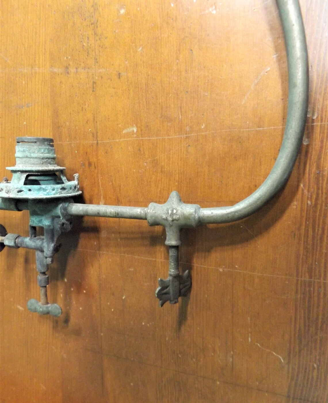 Antique Nickel Hanging Gas Lamp Parts Font & Burner Etsy