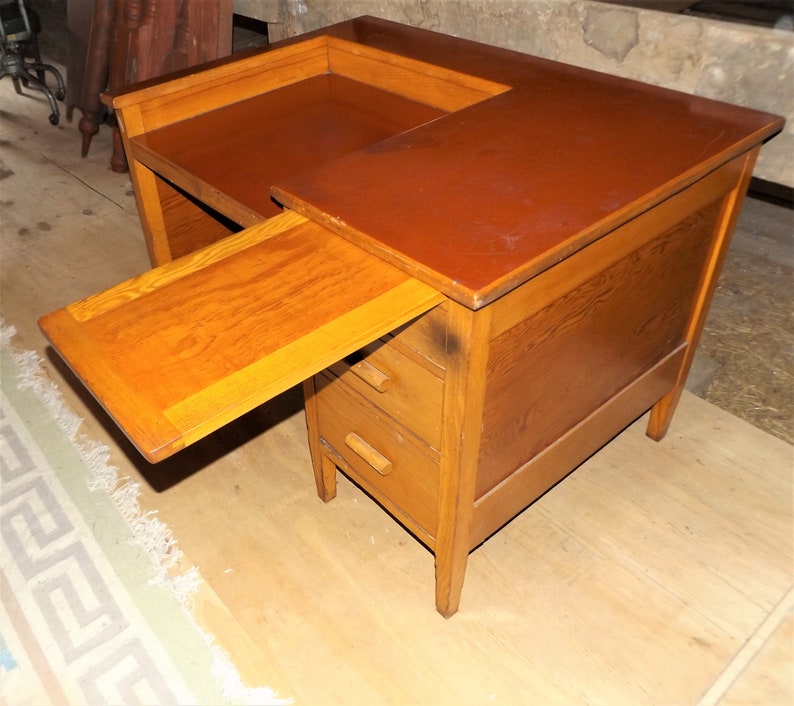 Vintage Oak Teachers Writing Desk or Students Desk Unusual Etsy