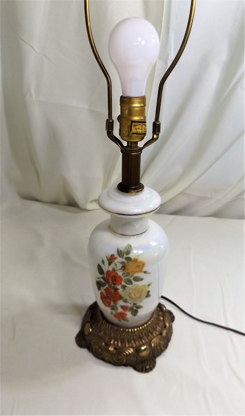 Vintage Phoenix Lamps Inc. White Opalescent and Metal 3 Way Etsy