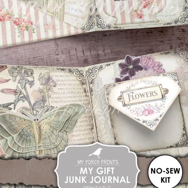 My Gift Junk Journal Kit, Vintage, Gift Idea, Tea, Seeds, Mom, Daughter, Friend, No-Sew, Printable Book DIY Digital Download My Porch Prints
