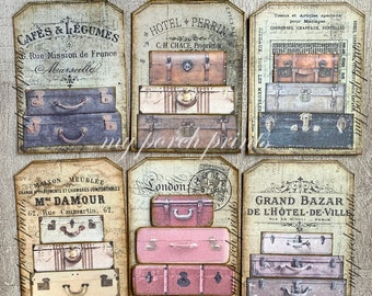 Suitcase Tags, Junk Journal, Trunk, Craft Kit, My Porch Prints, Luggage, Ephemera, Travel, Theme, Printable, Tag, Digital, Vintage, Download