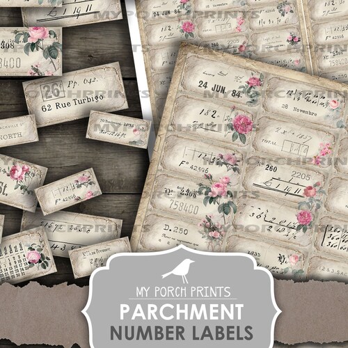 Grunge Number Labels Parchment Junk Journal Definition Etsy