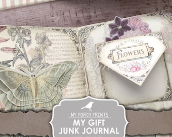 Junk Journal Kit, My Gift, Junk Journal, Vintage, My Porch Prints, Gift Idea, Tea, Tags, Woman, Printable, Paper, Ephemera, Digital Download