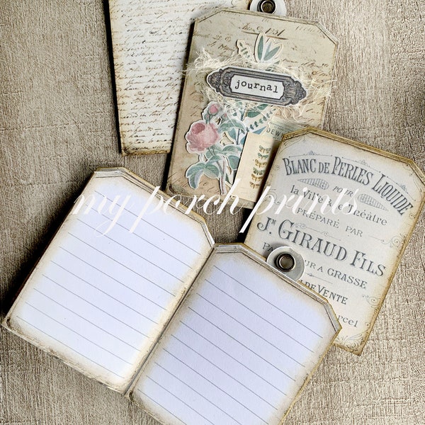 Notebook Tags, Antique, Junk Journal Kit, Ephemera, My Porch Prints, Book, Printable, Paper, Junk Journal, Digital Kit, Vintage, Download