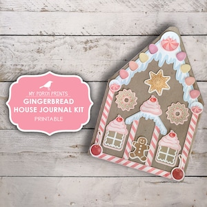 Natal, Casa de gengibre, Artesanato infantil, Diário de lixo, Cartão, Rosa, Dezembro diário, Kit, Livro de receitas, Para imprimir, Minhas impressões de varanda, Baixar