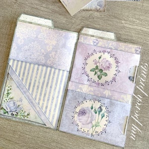 Junk Journal, Schäbiges Lila, beladener Ordner, Folio, Ephemera, Einfügen, meine Porch Prints, Lavendel, Viktorianisch, Digital, Download, bedruckbar