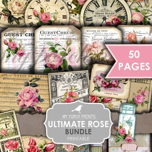 Ultimate Rose Bundle, Junk Journal Kit, Ephemera Pack, Junk Journal Ephemera, Digital, Download, Roses, My Porch Prints, Digi Kit, Printable