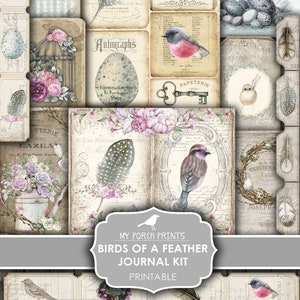 Junk Journal, Kit, Birds of a Feather, Vintage, My Porch Prints, Spring, Easter, Junk Journal, Printable, Paper,  Ephemera, Digital Download