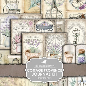 Junk Journal Kit, Cottage, Provence, Lavender, French, Purple, Garden, Botanical, Cottagecore, My Porch Prints, para impressão, download digital