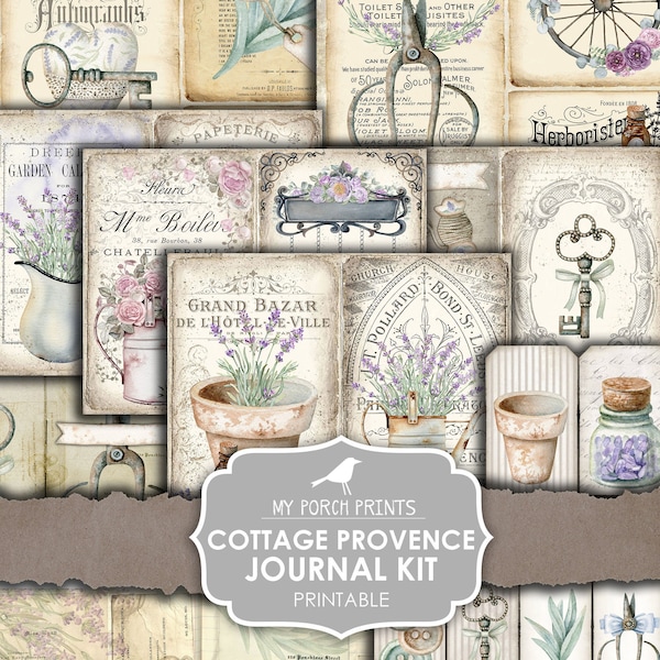 Junk Journal Kit, Cottage, Provence, Lavender, French, Purple, Garden, Botanical, Cottagecore, My Porch Prints, Printable, Digital Download