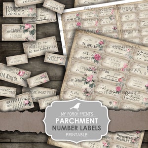 Parchment, Number, Labels, Junk Journal, Definition, Script, shabby, Rose, Phrases, Mixed Media, Words, My Porch Prints, Printable, Ephemera