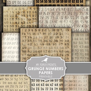 Junk Journal, Papers, Grunge, Numbers, Collage, Men, Printable Paper, Industrial, Steampunk, Digital Kit, My Porch Prints, Vintage, Download