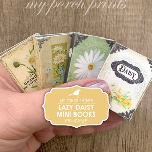 Minibuch, Faules Gänseblümchen, Junk Journal, Blume, Kit, Floral, Ephemera, Printable, Vintage, Miniatur, Buch, My Porch Prints, Digital Download