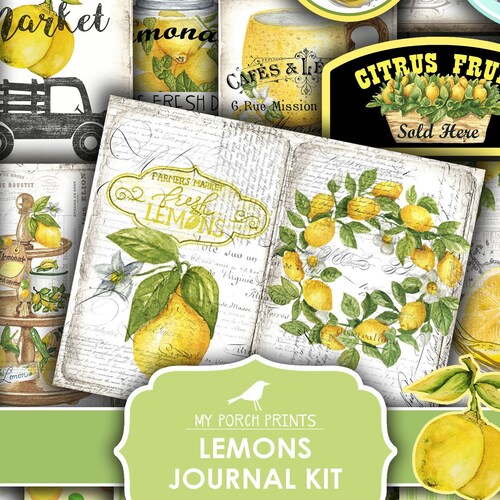 Lemons Junk Journal Kit Yellow Recipe Book Fruit Summer Etsy