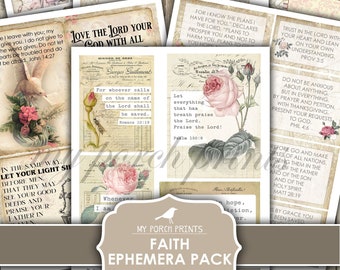 Junk Journal, Faith, Ephemera Pack, Prayer Journal, Kit, Christian, Bible, Easter, Digital, Bible Journaling, My Porch Prints, Download