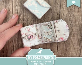 Shabby Victorian Mini Folio, Mini Album, Craft, Junk Journal, Kit, My Porch Prints, Printable, Mini Book, Miniature, Book, Digital, Download