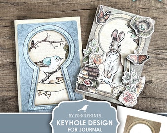 Keyhole, Junk Journal, Cover, Page, Key, Hole, Door, Alice in Wonderland, Keyholes, Fairy Door, Printable, My Porch Prints, Digital Download