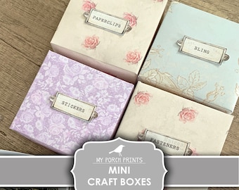 Mini Craft Storage Box, Gift Box, Junk Journal, Small, Craft Kit, DIY, To Mail, Book, My Porch Prints, Digital Kit, Download, Printable