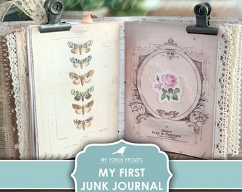 My First Junk Journal, Beginner's Kit, Victorian, Vintage, Book, Printable, My Porch Prints, Digital Download