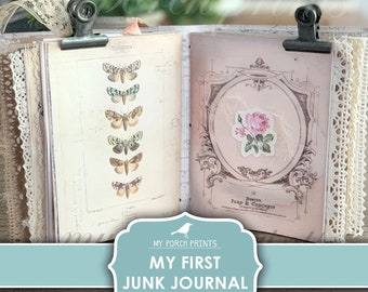 My First Junk Journal, Beginner's, Junk Journal Kit, Pocket Sized, Victorian, Vintage, Book, Printable, My Porch Prints, Digital Download