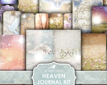 Heaven Junk Journal Kit, Grief, Loss, Loved One, Baby, Child, Bible, Miscarriage, Prayer, Death, Faith, My Porch Prints, Digital Download