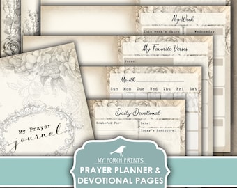 Prayer Journal, Devotional, Planner, Pages, Junk Journal, Faith, Christian, Bible, Kit, Easter, My Porch Prints, Printable, Digital Download