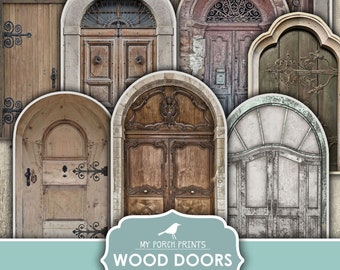 Wood Doors, Junk Journal, Door, Open, Gift, Card, Cover, Wooden, Adorable, Fairy Door, Printable, My Porch Prints, Digital Download