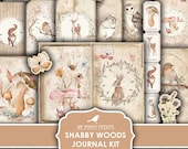 Junk Journal Kit, Shabby, Woods, Boho, Woodland, Forest, Animals, Baby, Fairy, Mushrooms, My Porch Prints, Digital Download, Printable