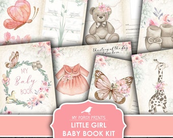 Junk Journal Kit, Baby, Girl, Book, Pink, Gift Idea, Baby's, First Year, Little, Memory, Boho, My Porch Prints, Printable, Digital Download