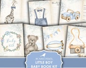 Junk Journal Kit, Baby, Boy, Book, Blue, Gift Idea, Baby 39 s, First Year, Little, Memory, Boho, My Porch Prints, Printable, Digital Download