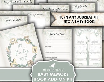 Kit de diario creativo, Bebé, Niña, Niño, Boho, Neutro, Libro, Complemento, Bebé, Primer año, Recuerdo, My Porch Prints, Imprimible, Descarga digital
