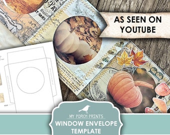Junk Journal, Window, Envelope, Freebie, Circle, Faded Photos, Black White, Ephemera, Template, My Porch Prints, Digital Download, Printable