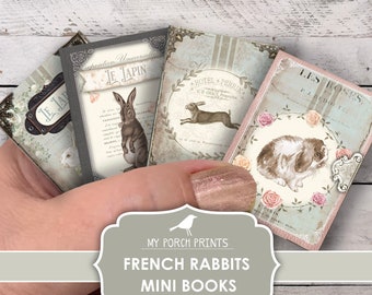 Mini Book, French Rabbit, Junk Journal, Craft Kit, Little, Girl, Baby, Printable, Peter, Easter Basket, My Porch Prints, Digital Download