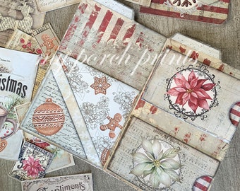 Junk Journal, lekker, Kerstmis, snoep, geladen map, Craft Kit, Ephemera, mijn veranda prints, digitaal, downloaden, Junk Journal Kit, afdrukbaar