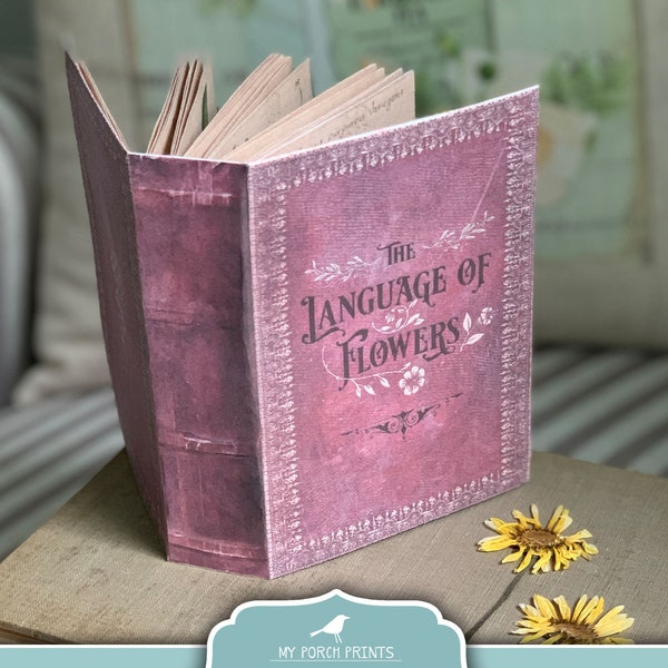 Language of Flowers Book, Junk Journal, Pocket Sized, Flower Meanings, Printable, Victorian, Cypher Wheel, My Porch Prints, Digital Download