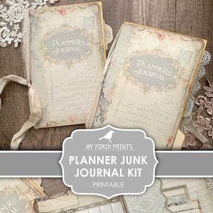 Planner Junk Journal Kit, Calendar, Bullet Journal, Shabby, My Porch Prints, Junk Journal, Printable, Paper, Ephemera, Digital, Download image 1