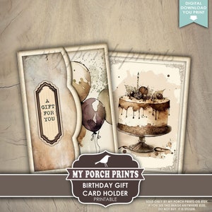Porte-cartes cadeaux d'anniversaire, Junk Journal, Café, Certificat, DIY, Enveloppe, Pochette, Idée, Imprimable, Mes impressions sur le porche, Téléchargement numérique