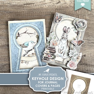 Keyhole, Junk Journal, Cover, Page, Key, Hole, Door, Alice in Wonderland, Keyholes, Fairy Door, Printable, My Porch Prints, Digital Download