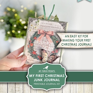 Christmas, Junk Journal, Kit, My First, Beginner, December, Tradition, Daily, Stocking Stuffer, My Porch Prints, Digital Download, Printable