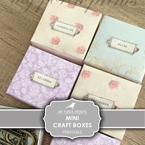Mini-Aufbewahrungsbox, Geschenkbox, Junk Journal, klein, Bastelset, DIY, zum Versenden, Buch, My Porch Prints, digitales Kit, Download, druckbar